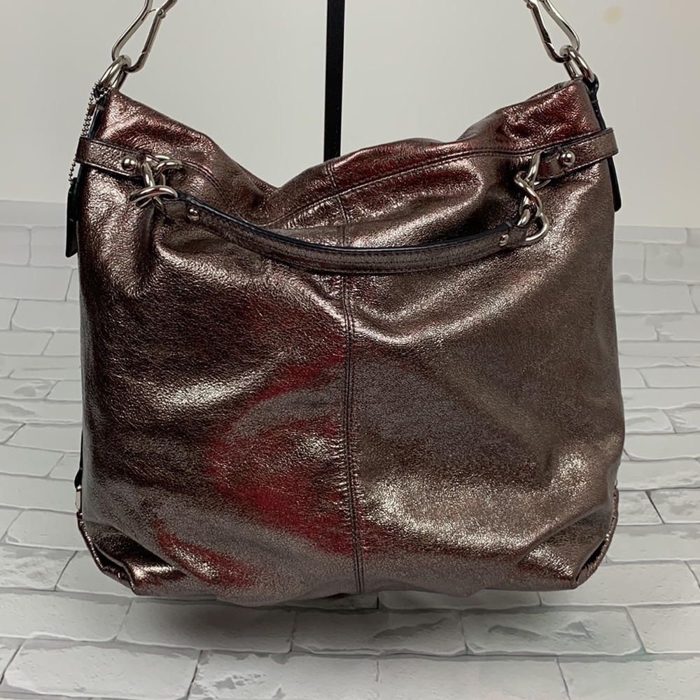 Coach Leather Metallic shoulder handbag #F16616 Pink Metallic design